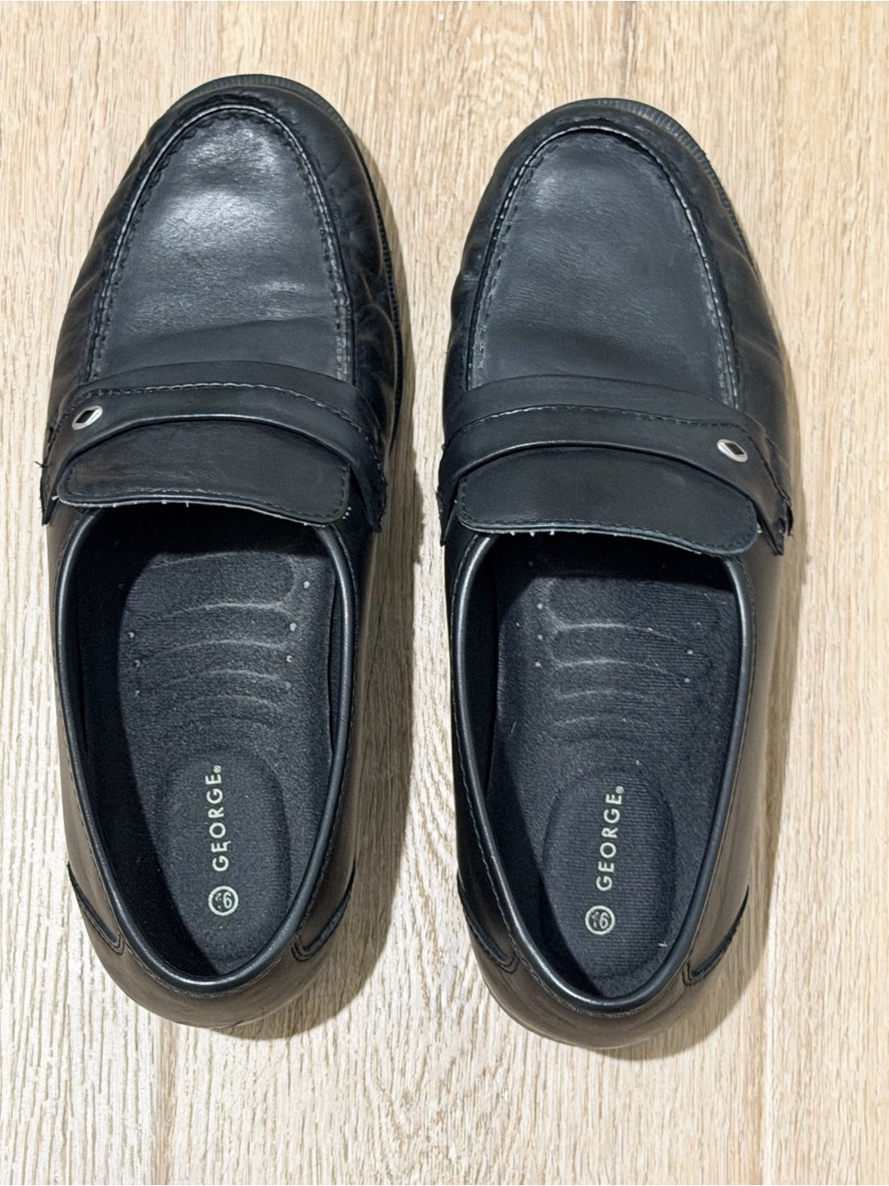 George Men’s Black Leather Slip-On shoes size 9